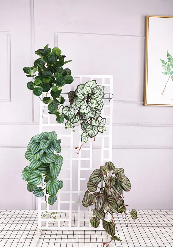 Grüne künstliche Pflanzen Simulation Wandbehang gefälschte Blatt Rattan echte Schildkröte Rattan Hochzeit Hotel Party Home Decor Accessori – Detail 14