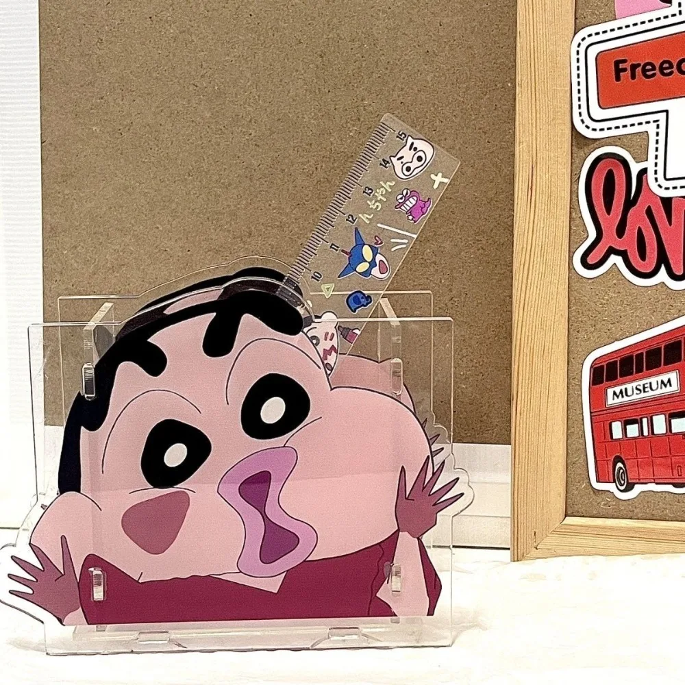 Cartoon Anime Crayon Shin-chan Acrylic Pen Holder Kawaii Cute Office Children Student Stationery Pen Storage Box Gift