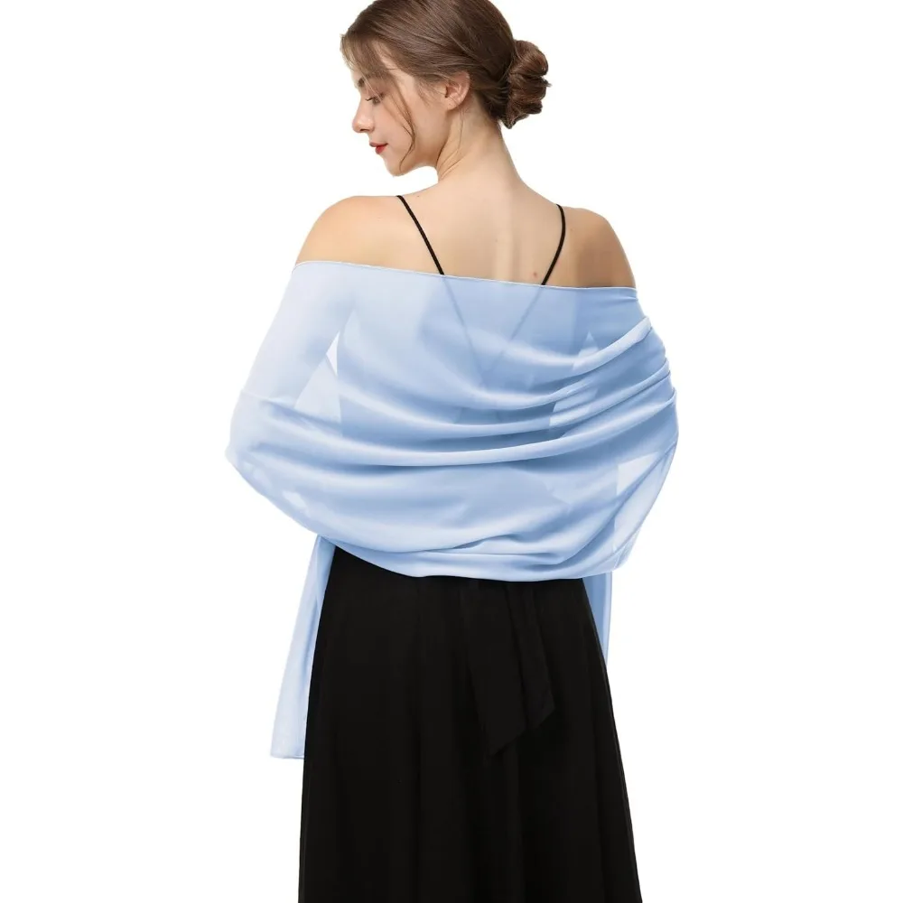 

Women's Shawls and Wraps for Evening Dress Chiffon Shawl Soft Elegant Silky Pashmina Wedding Bridal Scarf