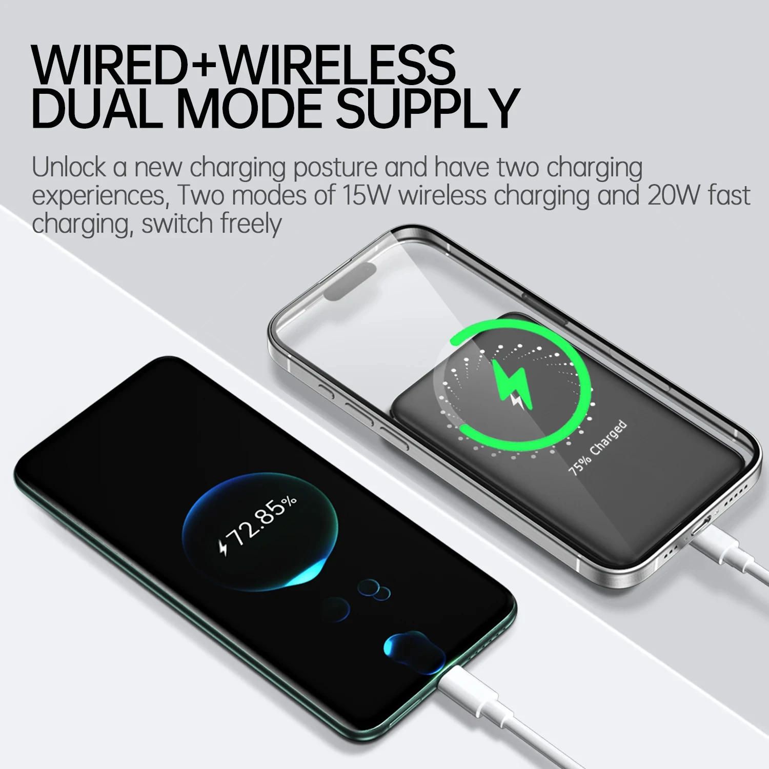 For IPhone Samsung 20W Back Backup Battery Macsafe Powerbank Magnetic Power Banks Wireless Phone Charger