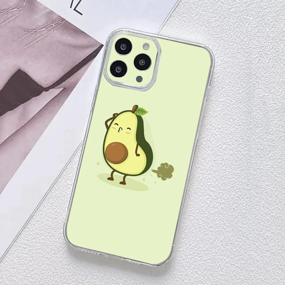 Coque de téléphone dessin animé fruits avocat, coque en poly transparent pour iPhone 11,12,Mini,13,14,15,Pro,XS,Max,X 8,7,6s,Plus,5,SE