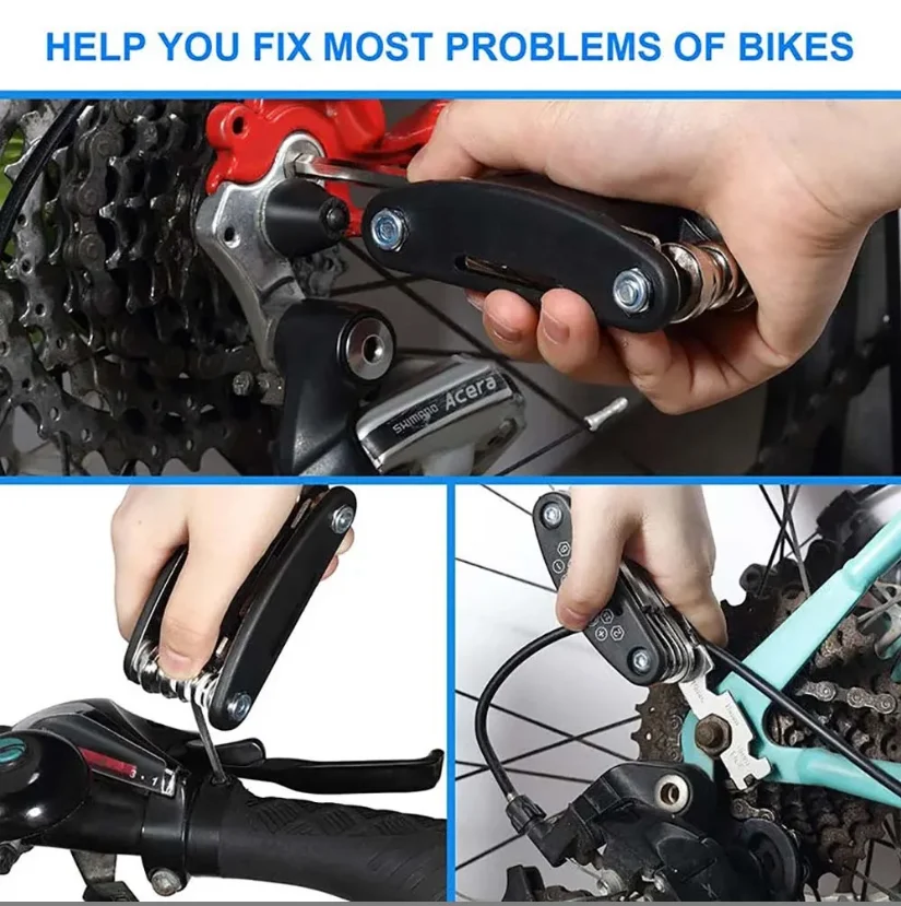 Portable 16-in-1 Bike Multi Tool Foldable Socket Wrench Screwdriver Multipurpose Repair Accessory for Mountain Bicycle