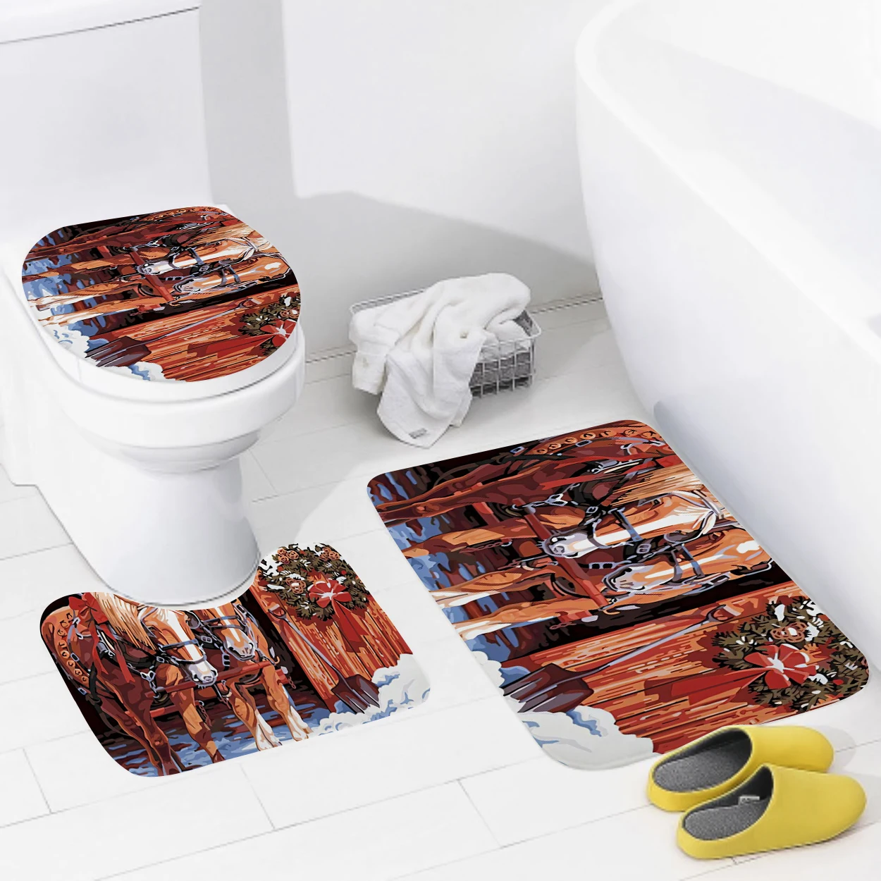 Home bathroom floor mats Bath Foot mat Animal oil paint style modern bathroom accessorie rug Toilet mat Bathtub anti-slip carpet