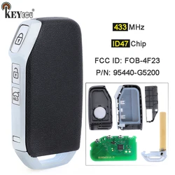 KEYECU 433MHz 8A Chip FCC ID: FOB-4F23 PN: 95440-G5200 4 przyciski obudowa inteligentnego pilota z kluczykiem samochodowym Fob dla KIA Niro 2019 2020 2021