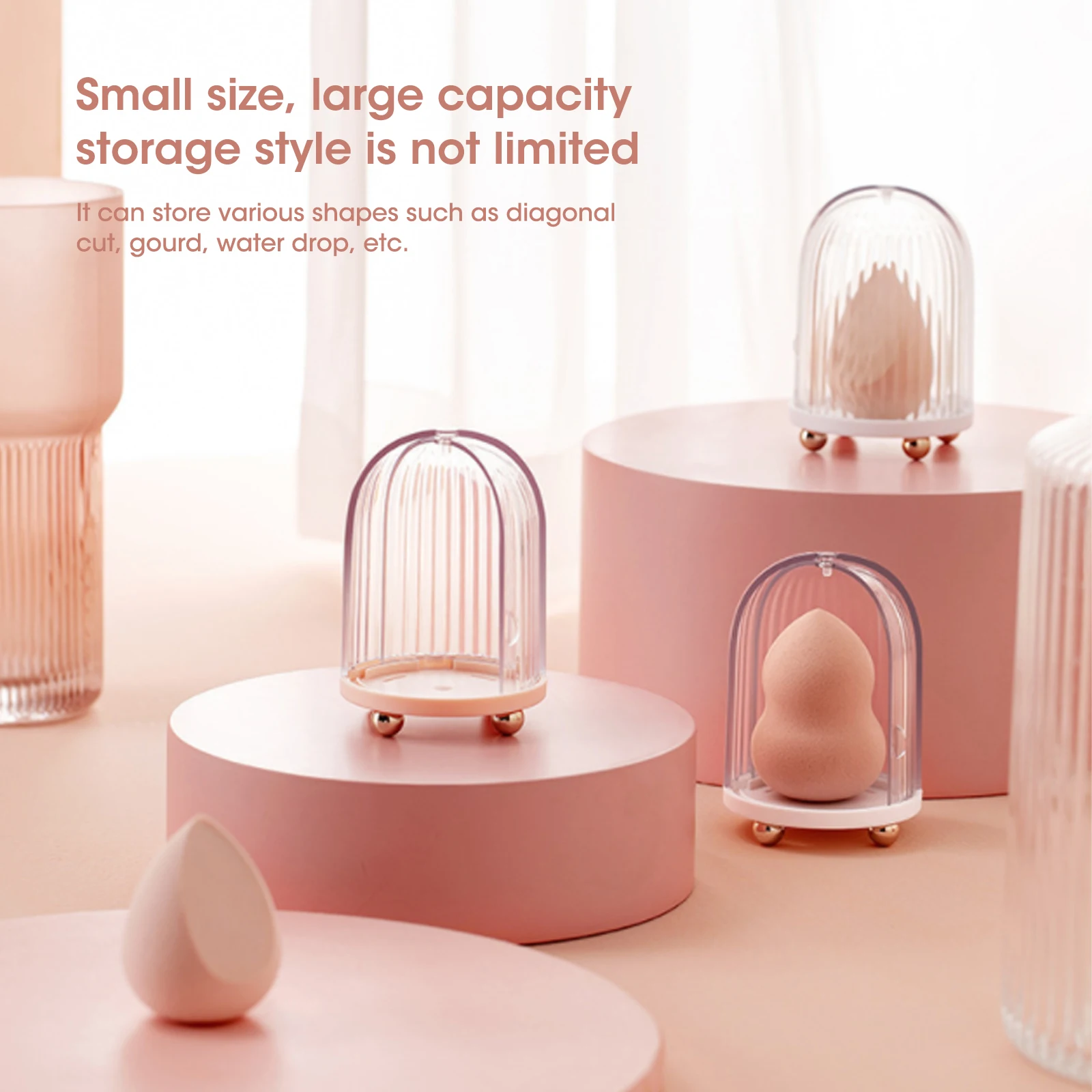 Dustproof Makeup Sponge Beauty Egg Bracket with Dryer Cover Cosmetic Organizer Box Gourd Powder Puff Rack Holder Drying Stand