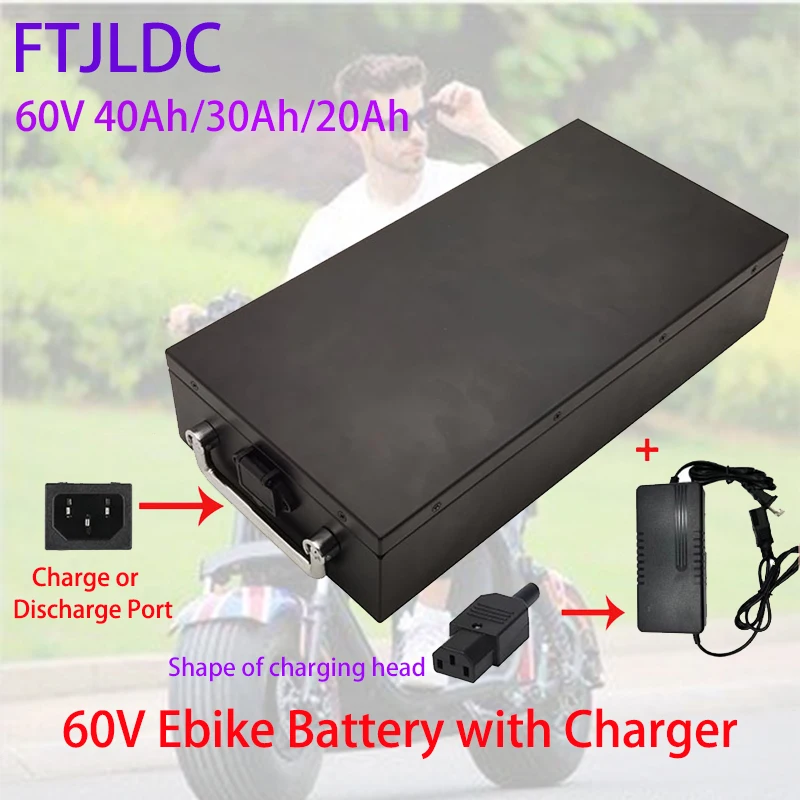 60V 20Ah 30Ah 40Ah Battery 67.2V 16S Lithium Battery Pack embed 30A BMS for 350W-1800W motot Power battery pack