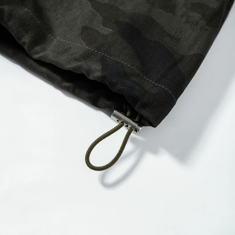 Women Camo Print Hooded Zipper Jacket Elastic Cuff Jacket Cropped Short Length Loose Puffer Winter Warm Winter Street Jackets