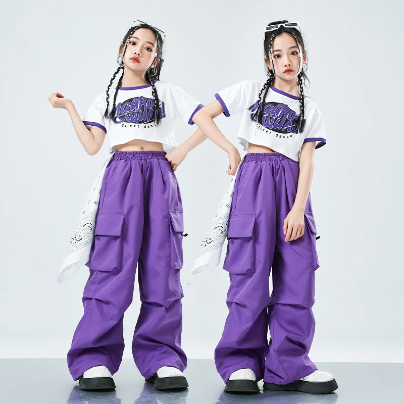 Children's street dance fashion suit, girl dopamine jazz dance hip-hop performance suit, girl model runway show, cool