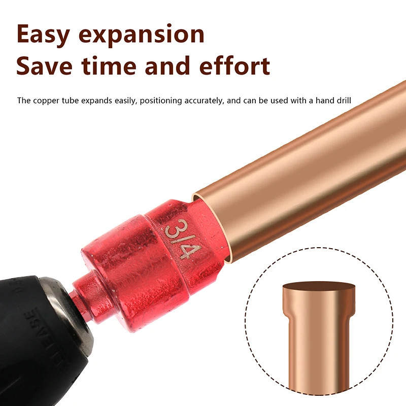 1PCS Air Conditioner Copper Pipe Expander, Swaging Drill Bit Set, Swage Tube Expander, Soft Copper Tubing Tools, 5in 1