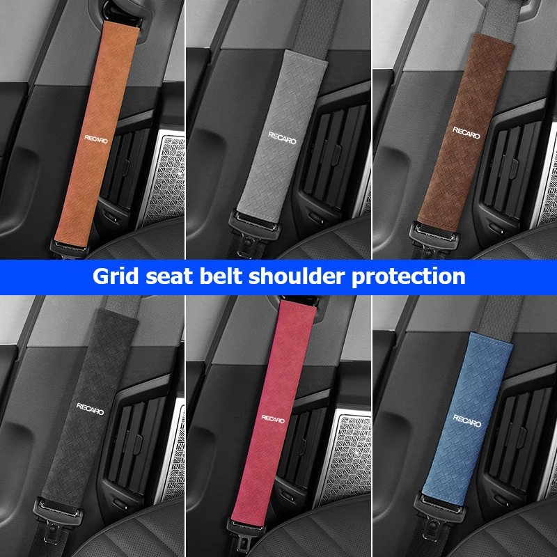Car Seat Belt Covers Soft Leather Shoulder Pad Backpack Straps For Recaro