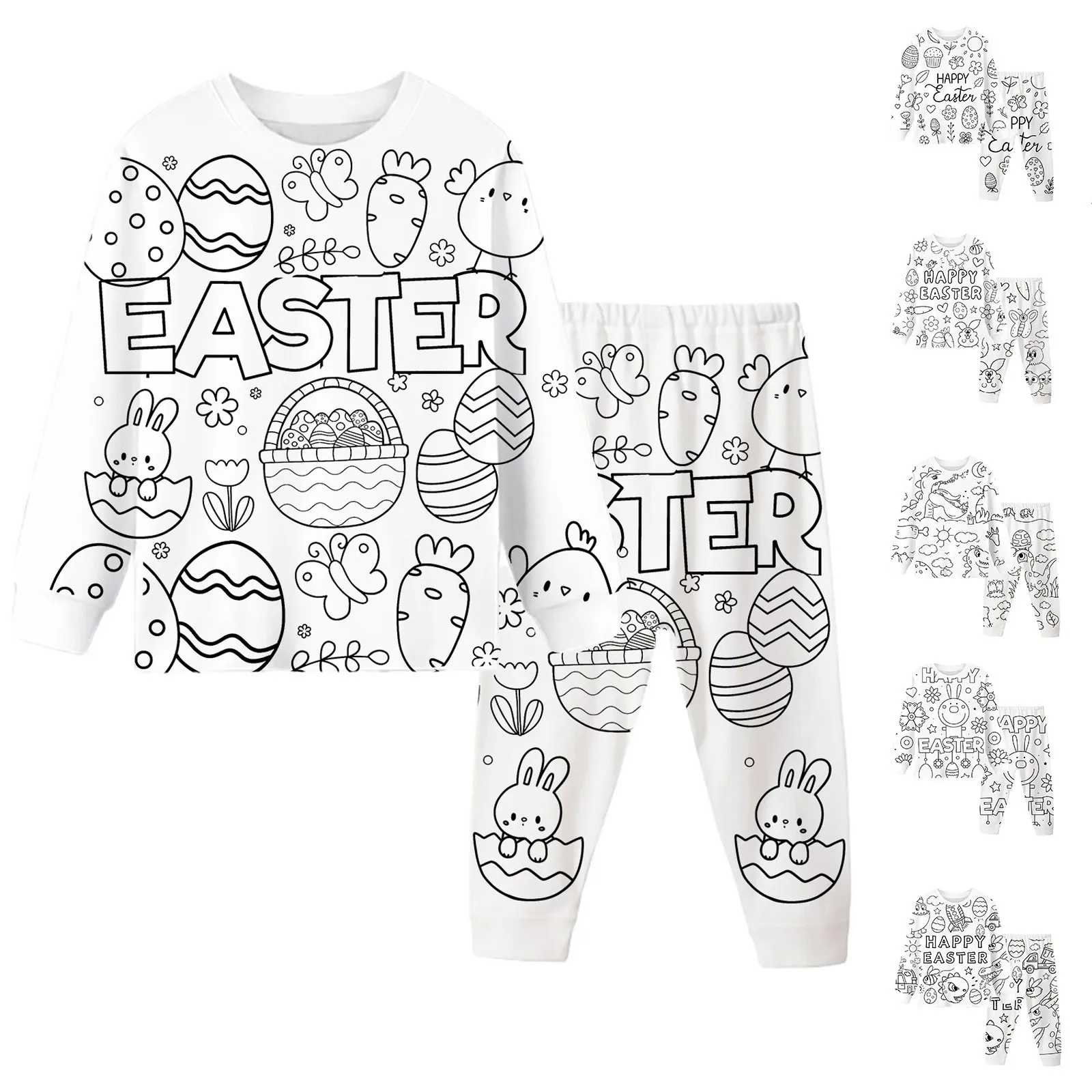 DIY Easter Pajamas Sketch Coloring Pajama Set Kid Art Color Your Own Pajama Handicraft Toys DIY Crafts Pajamas For Baby Girl Boy