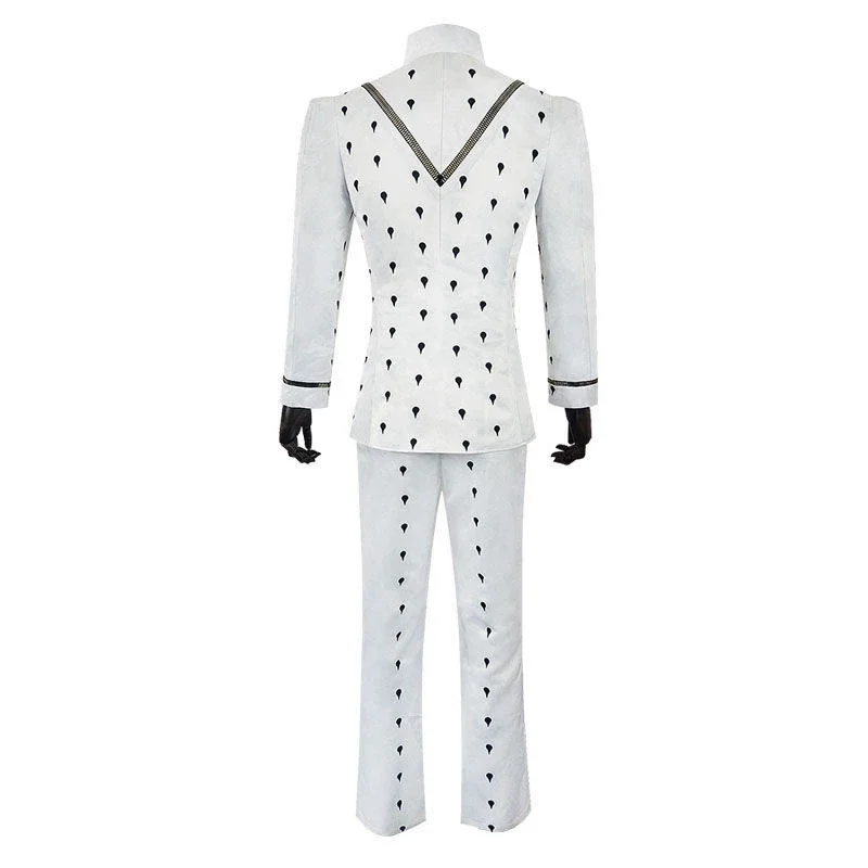 Anime Le Bizzarre Avventure di JoJo Bruno Bucciarati Costume Cosplay Nero Bianco Abiti Uniforme Zentai Set Completo