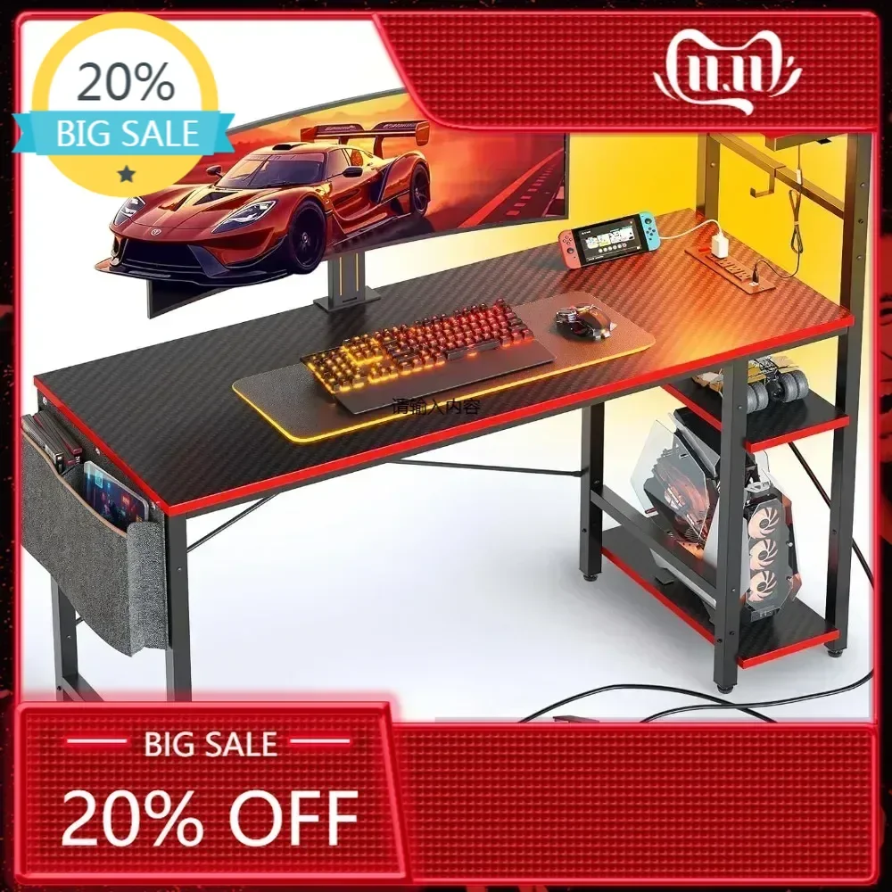 

Бестселлер: Игровой стол с розетками, 44-дюймовый LED-стол для геймеров с 4-уровневыми реверсивными полками, игровой стол для ПК