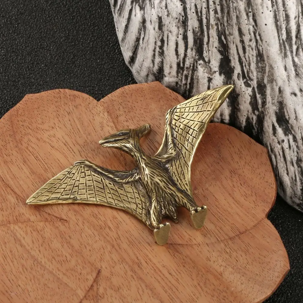 Desktop Ornaments Ancient Mini Pterosaur Miniatures Solid Brass Handmade Dinosaur Statue Animal Pterosaur Ornaments Tea Pet