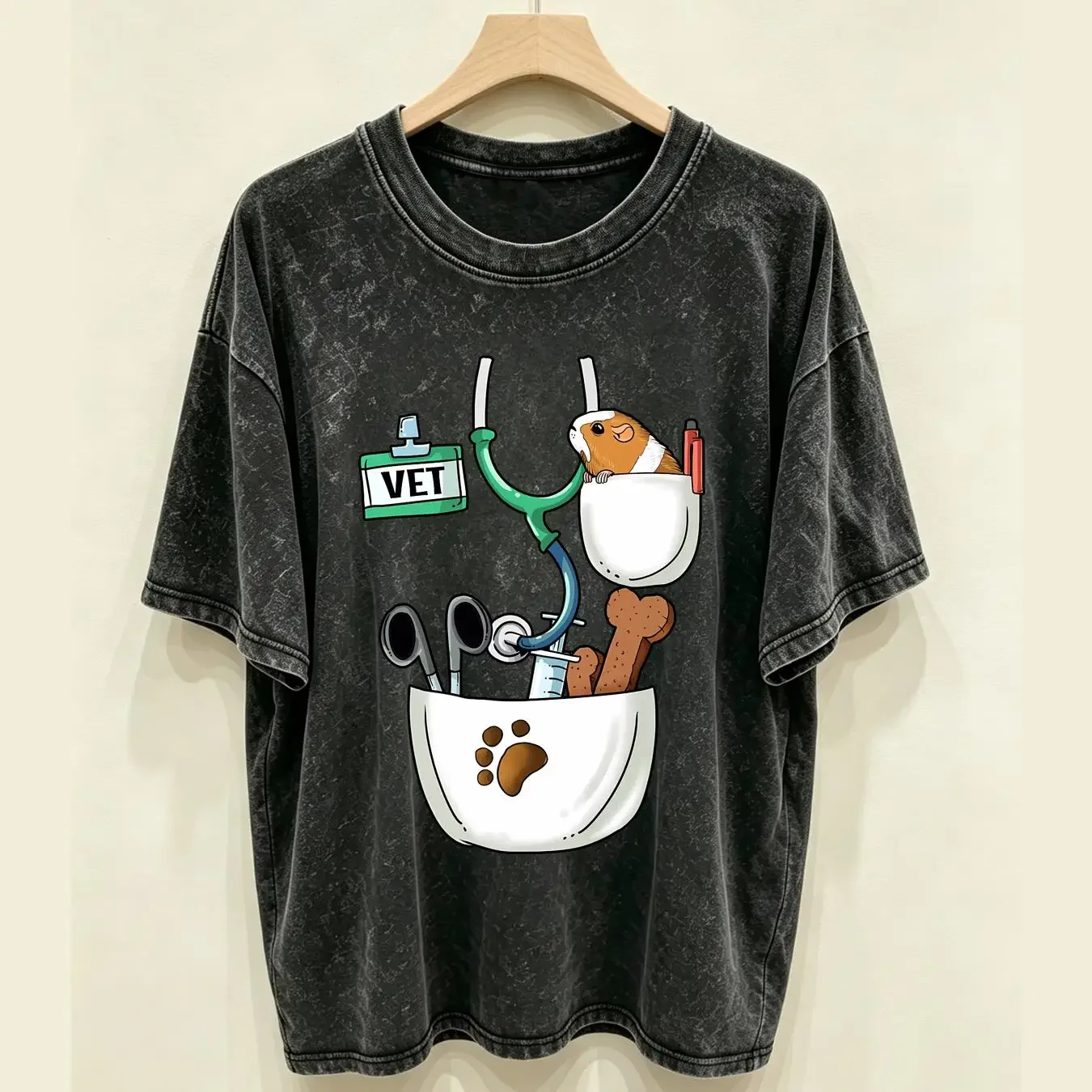 washed T Shirt Veterinarian Halloween Costume Vet Tech Kids And Adult S 4XL vintage Washed Unisex fashion Top For Everyday Wear