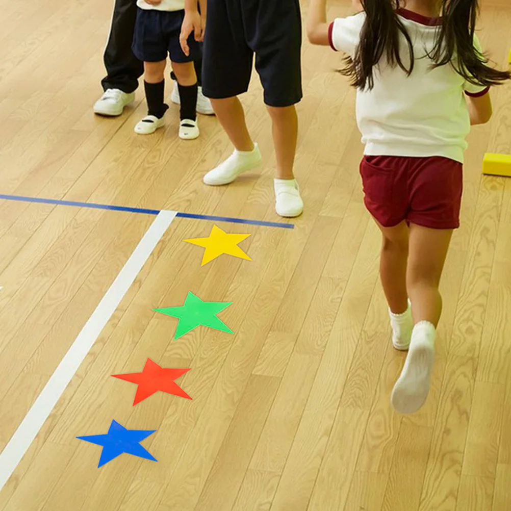 4 قطع من علامات السجاد على شكل نجمة وبقع أرضية ملونة للفصل الدراسي والمنزل والمكتب ومستلزمات التدريب على خفة الحركة #3