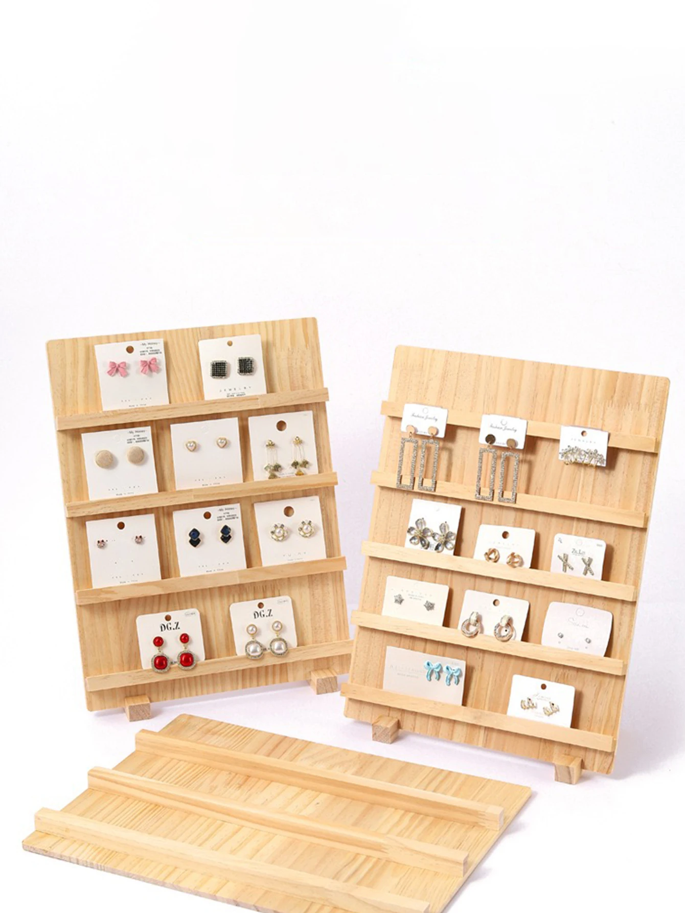 

Wood Earrings Bangle Display Stand 3/4/5 Layers Shelf Mobile Phone Wallet Holder Detachable Vertical Simple Fram
