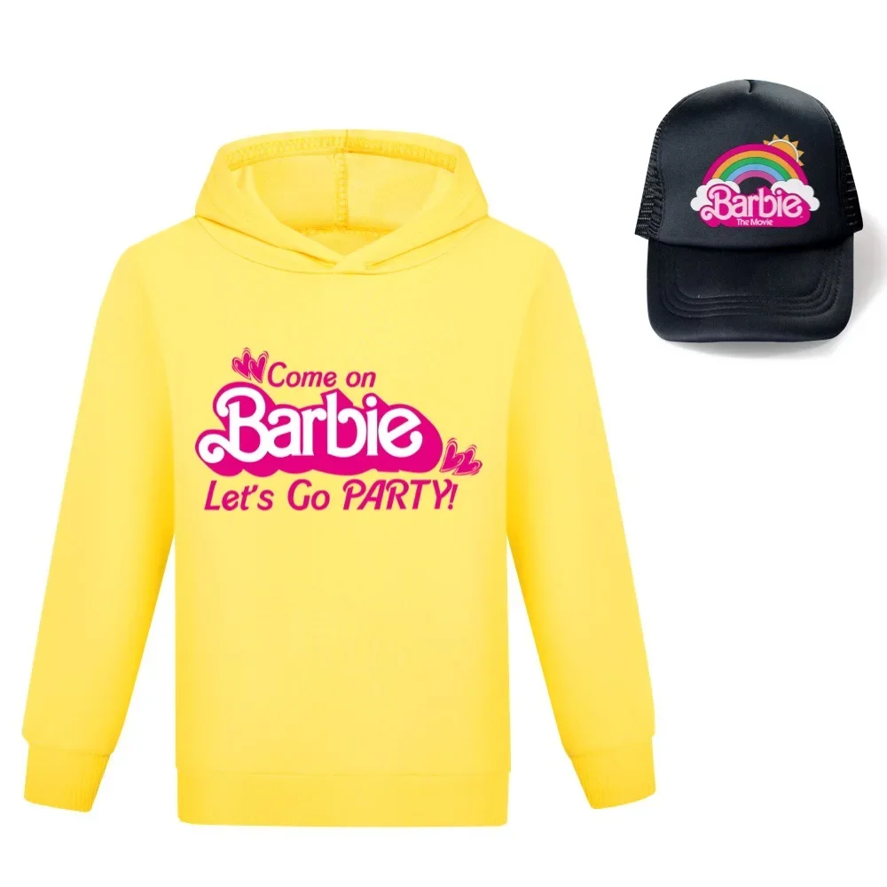 Miniso Barbie De Film Perifere Tweedimensionale Kinder Kawaii Heren En Dames Sweatshirt Met Capuchon + Hoed Zonnehoed