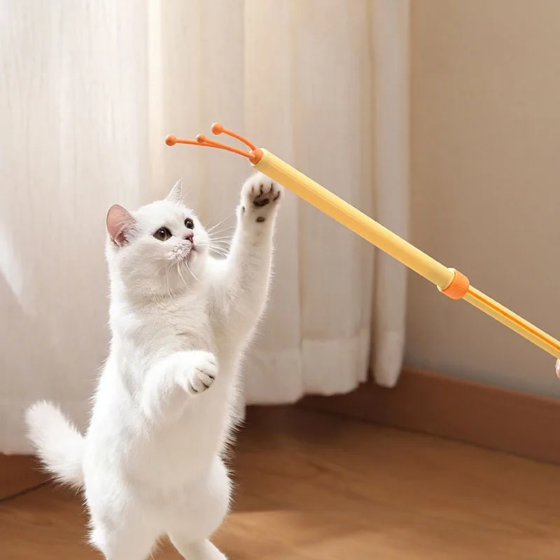 Verstellbarer Katzen-Kratzstab, Einziehbares Doppelseitiges Massage-Spielzeug, Multifunktionales Interaktives Pflegespielzeug für Haustiere – Detail 7
