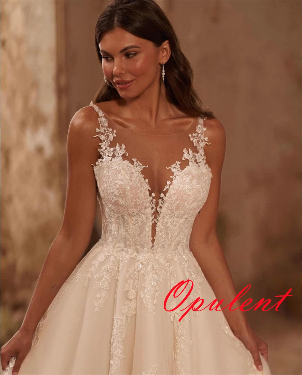 Customized Temperament White Tulle Wedding Dress High Quality Scoop Cap Sleeve Bridal Gowns Chapel Train Open Back Dress