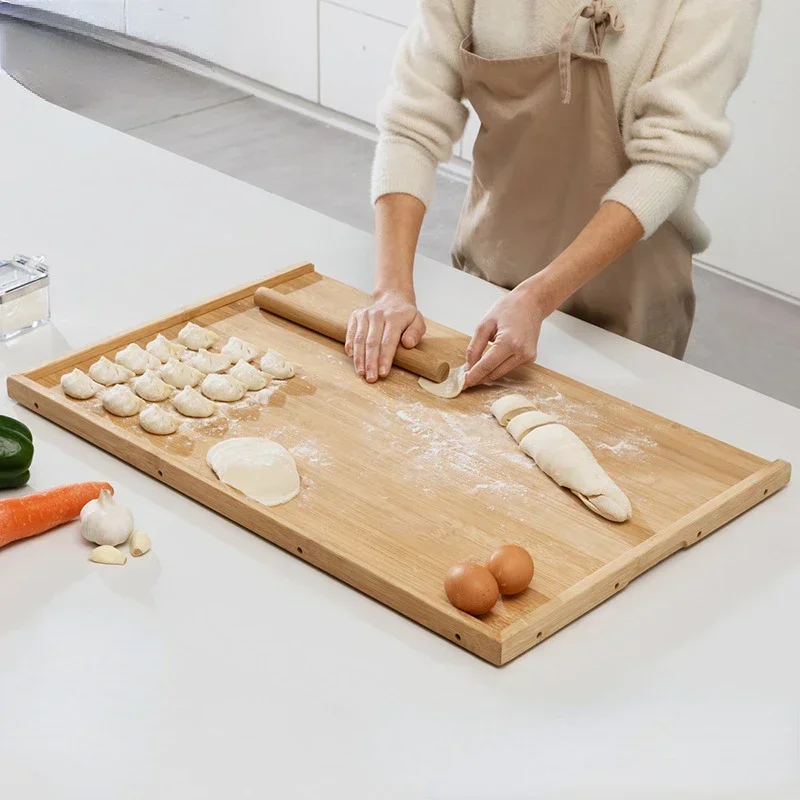 

Multifunctional Chopping Board Large Bamboo Cutting Board Double-sided Available Bread Board Three-sided Edge Kitchen Boards