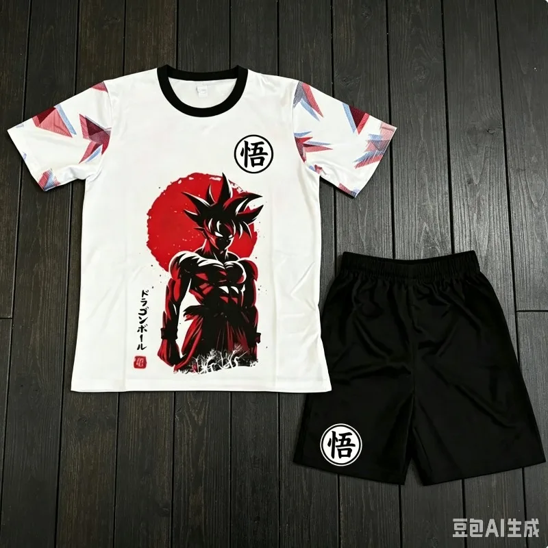 2026 Kid's Terno Jersey DRAGON BALL Anime Men's Cosplay Set Print T-shirt Breathable Shorts Quick Dry Sports Kids Set Y2k