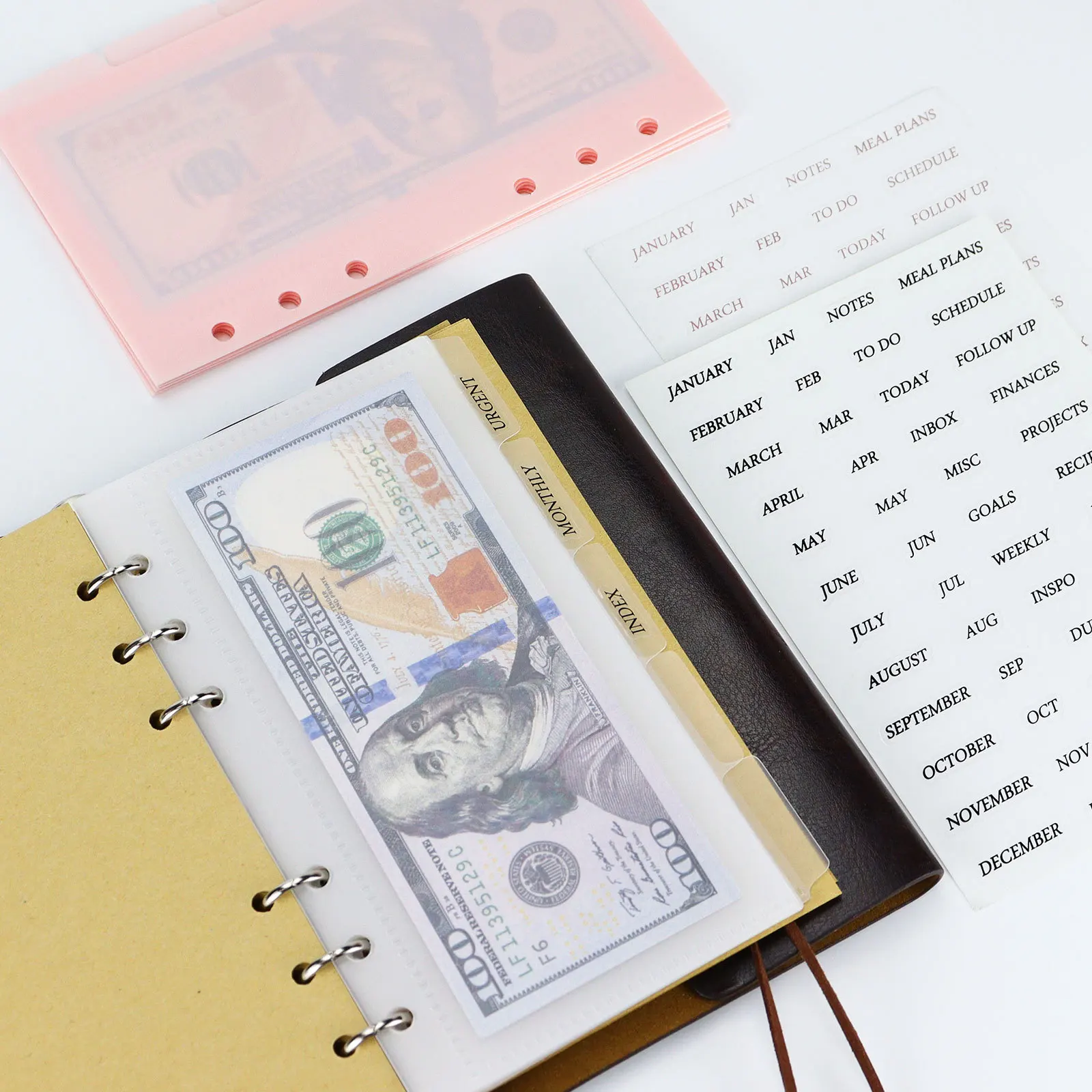 A5 A6 A7 5Pcs Binder Pockets Binder Zipper Folders for 6 Ring Notebook  Divider Page Waterproof PVC Leaf Document Filing Bag - AliExpress