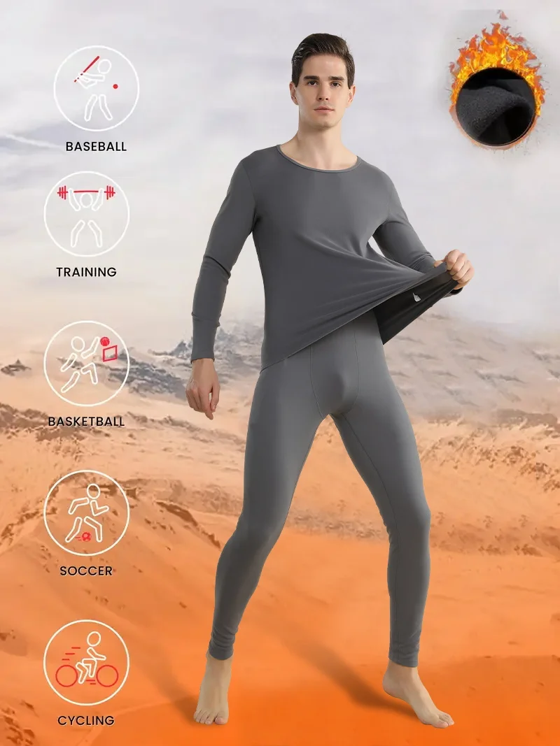 

Мужской комплект термобелья Pengti Derong, с круглым вырезом, утолщенный теплый комплект для осени и зимы