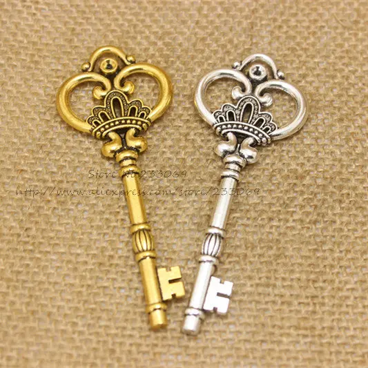 Free Shopping Large Crown Key Charms Vintage Zinc Alloy Jewelry llaves Charms 10pcs 32*84mm Hot Sale