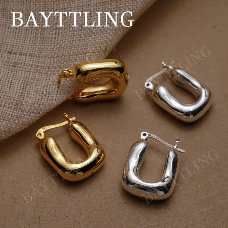 Ohrclips aus 925er-Sterlingsilber/Gold mit gedrehten Fett-U für modische Charm-Damen-Schmuckgeschenke