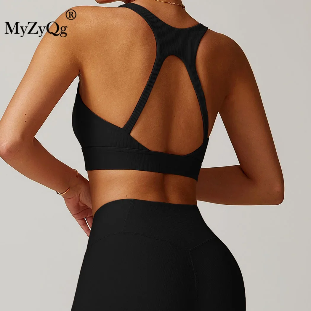 MyZyQg Women Thread Tight Back Yoga Vest Bra Wearing Running Fitness Shock-proof Quick-drying Sports Underwear Tank Top