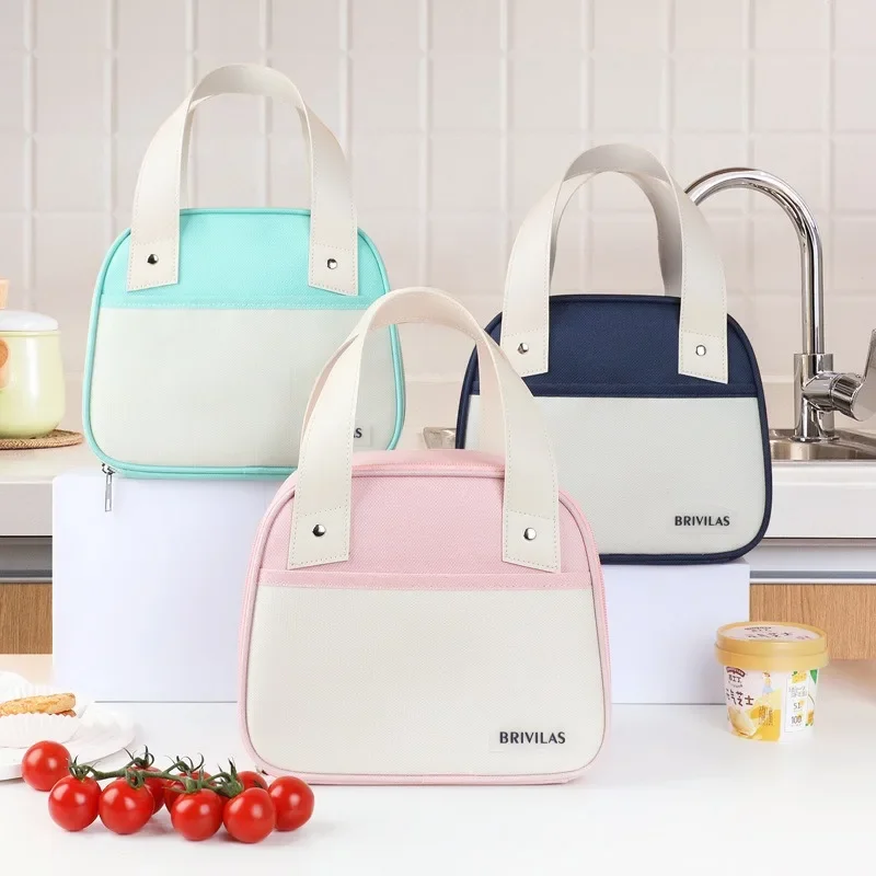 New Simple Color Matching Lunch Bag Large-capacity Fresh-keeping Ice Bag Office Workers Bring Rice Lunch Bag Thermal Insulation