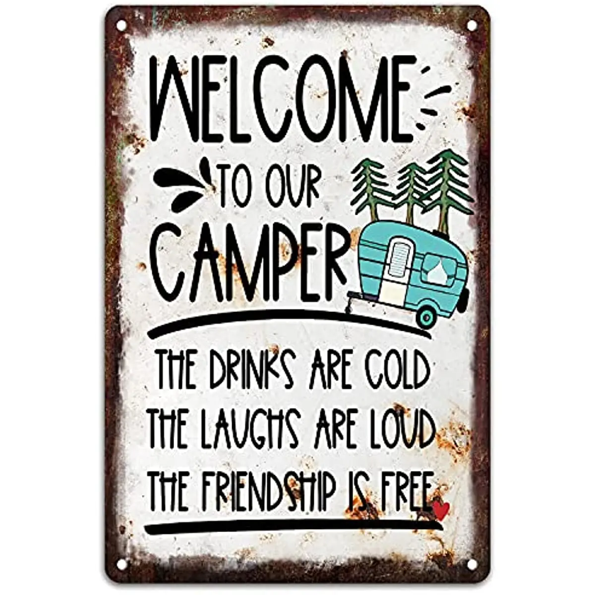 Rustic Camper Metal Tin Decor Sign Home RV Camper Accessories Wall Décor Gift Idea for Friend Family Motorhomes FarmhouseCamping