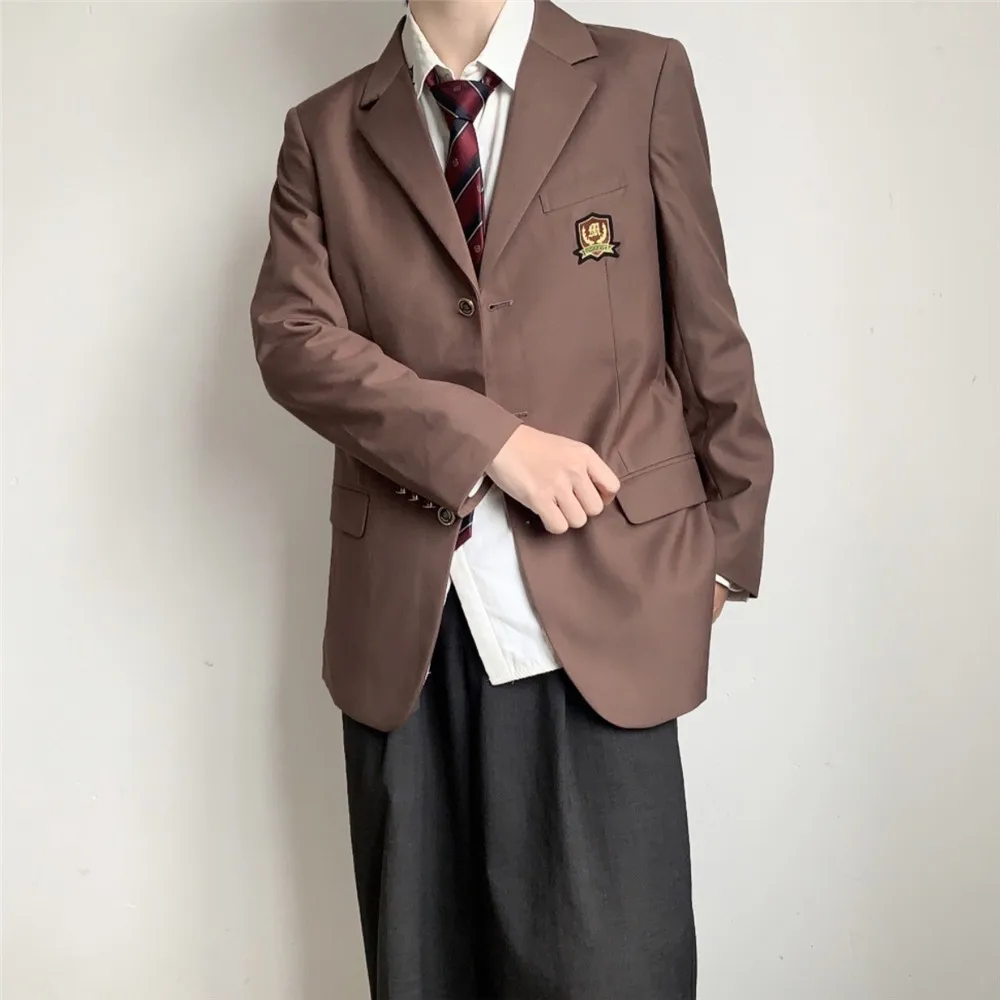 Korean Japan High School Men Long Sleeves DK Blazer Jacket Student Autumn Winter JK Uniform Suit Top College Style Coat Clothes