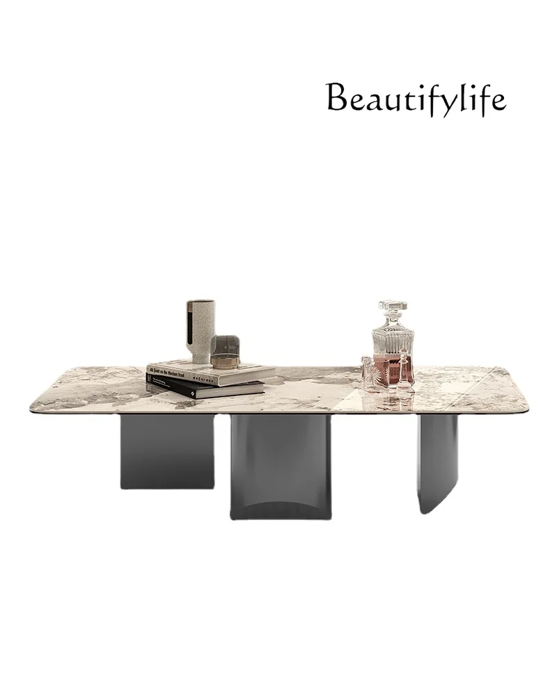 

Pandora Rock Plate Tea Table Light Luxury High-Grade Living Room Home New Rectangular Tea Table