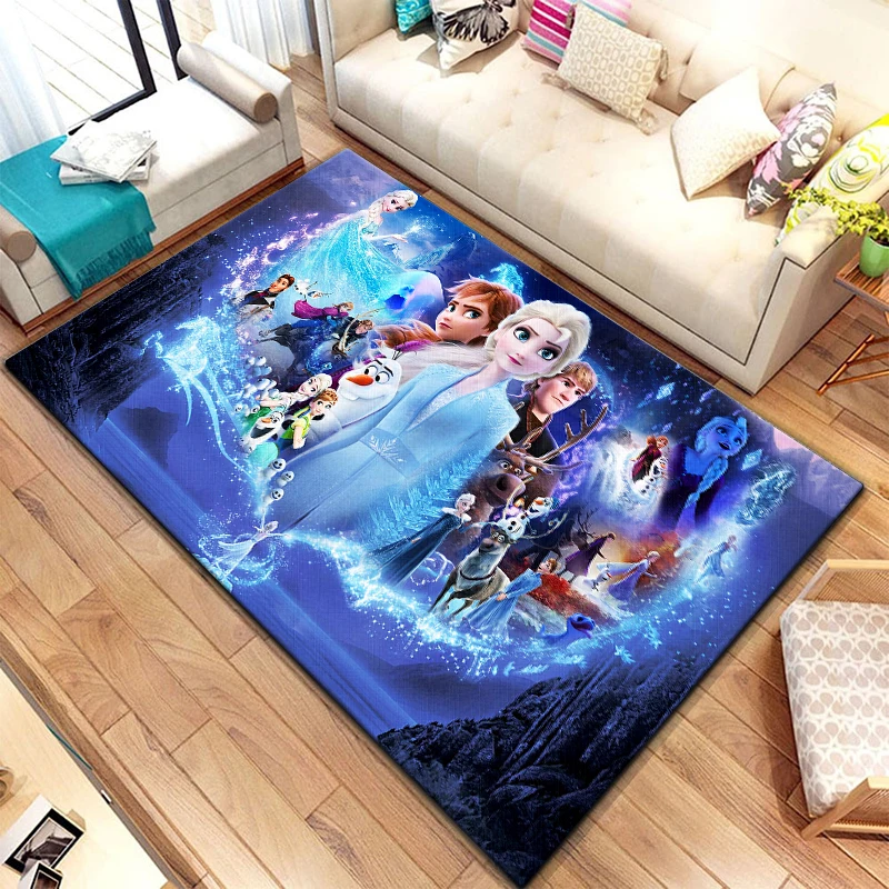 Frozen Rugs Fashion 3D Printing Anime Elsa Carpets Cartoon Living Room Bedroom Large Area Soft Home Children\'s Room Floor Carpet