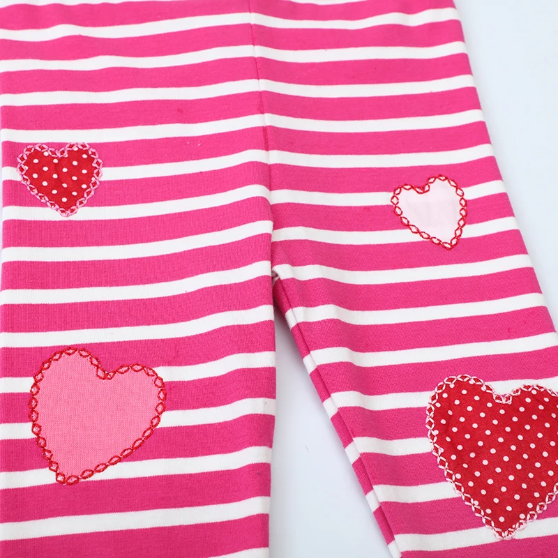 Little maven Kids Clothes 2024 Autumn Girls Pants Cotton Trousers Toddler Cartoon Hearts Striped Children\'s Clothing Leggings