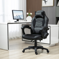 Massage Chair Ergonomic game chair with heating function and 6 vibration points, artificial leather, 68 x 69 x 108-117 cm