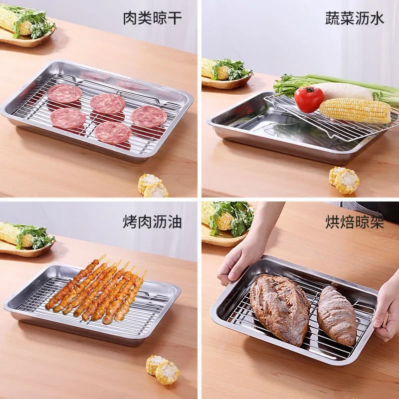 Baking Tray with Removable Cooling Rack Set Stainless Steel Baking Pan Sheet Non Toxic , Used for Oven, BBQ Tray Dishwasher Safe