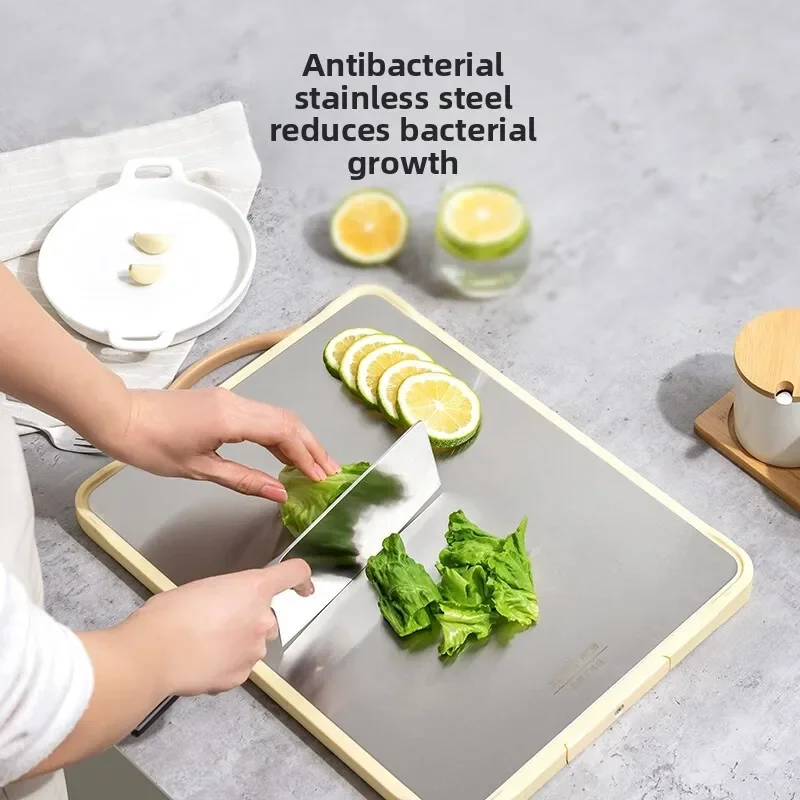 DSA cutting board antibacterial household stainless steel cutting board double-sided cutting  chopping  kitchen thickened sticky
