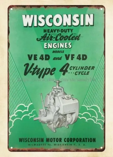 Wisconsin VE 4D Heavy-Duty Engine cover art metal tin sign pretty wall decor