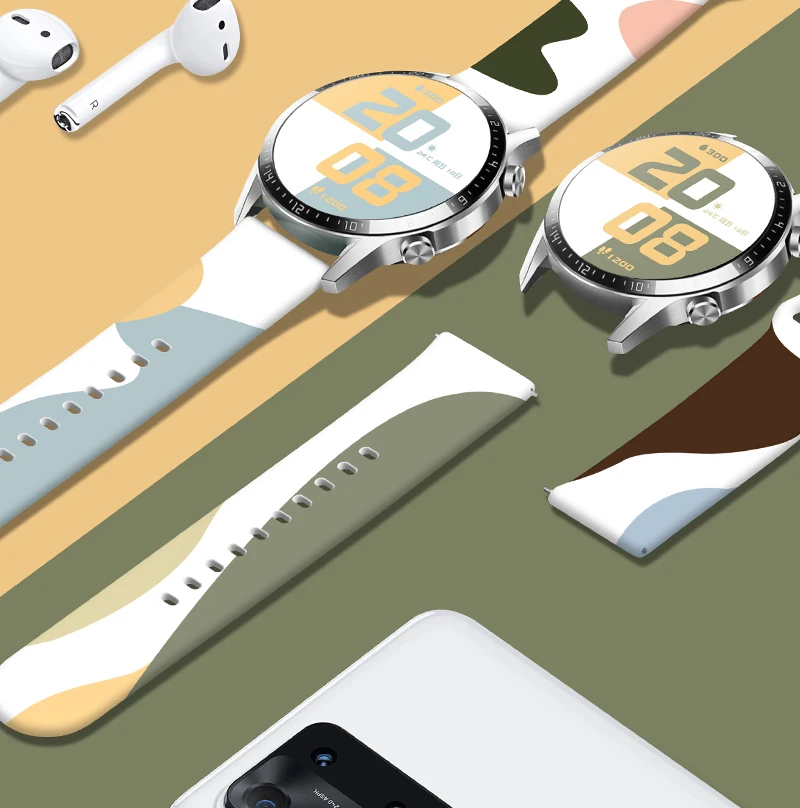 

22mm 20mm Silicone strap for Samsung Galaxy watch 3/4 46mm/Active 2 42mm/Huawei watch GT GT2 3 Morandi correa Amazfit Bip band
