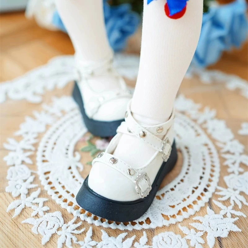 

Cute 1/4 Glossy Leather Round-toe rivet-seamed flats Spot Inventory Thick-soled Elegant BJD Doll Shoes Girls Doll Accessories