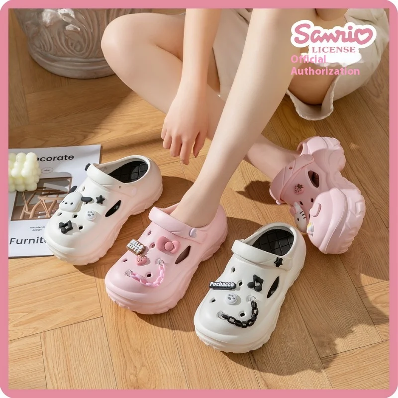 Sanrio New Women Cute Kuromi Cinnamoroll Clogs Fashion Sandals Y2k Cloud Kuromi Hole Shoes Fashion Design Hello Kitty Slippers G