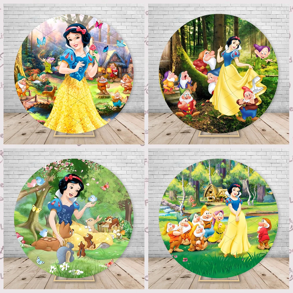 

Белоснежка и семь гномов, круглая тема, индивидуальный детский день рождения, украшение комнаты, баннер, фон для фотосъемки, реквизит