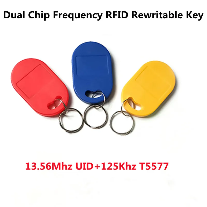 5PCS IC ID Dual Chip Rewritable Key 125Khz T5577 Copy Badge 13.56Mhz 1K S50 NFC Clone Token RFID Programmer UID Changeable Card