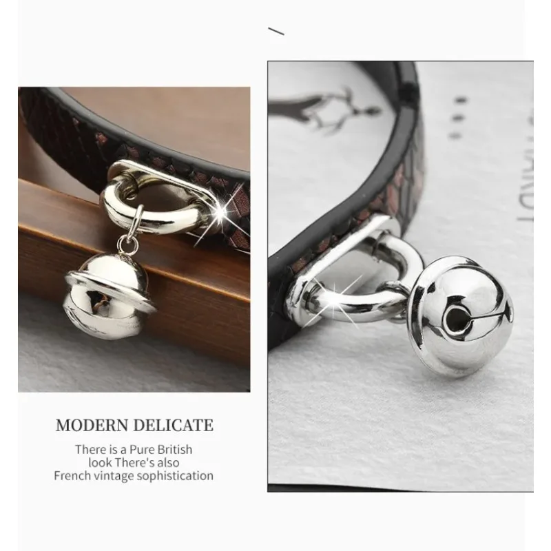 ياقة جلدية منقوشة على شكل ثعبان، ياقة جلدية على شكل جرس، ياقة جلدية مثيرة وعصرية للنساء