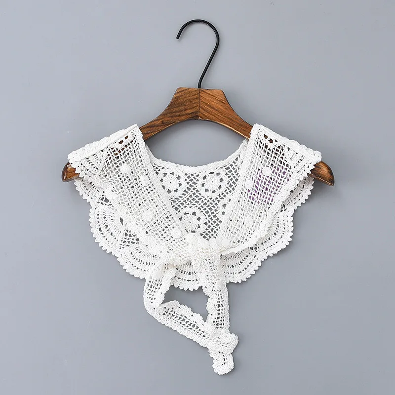 Cuello Falso Decorativo Pequeño para Mujer, Accesorios de Ropa, Cuello Desmontable de Encaje Tejido a Crochet Calado