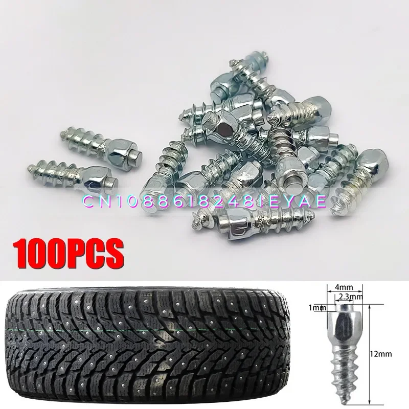 4x12mm Anti-skid Snow Nails, Wear-resistant and Anti-skid Tungsten Steel Tire Nails, Carbide Threaded Tire Anti-skid Nails