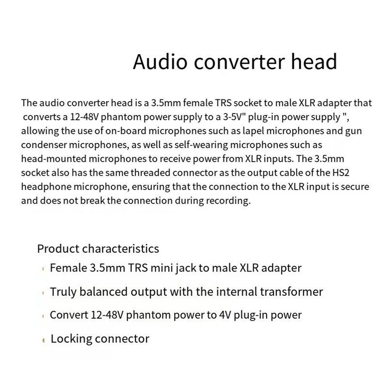 3.5mm TRS Female Socket to Male XLR Balanced Adapter, Audio Adapter Phantom Power is Converted to 3-5V Plug-in Power-ELEC